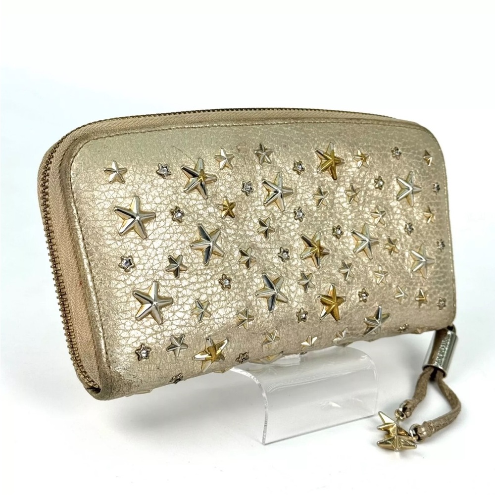 JIMMY CHOO Long Wallet Gold Leather Filipa Authentic - Picture 4 of 10